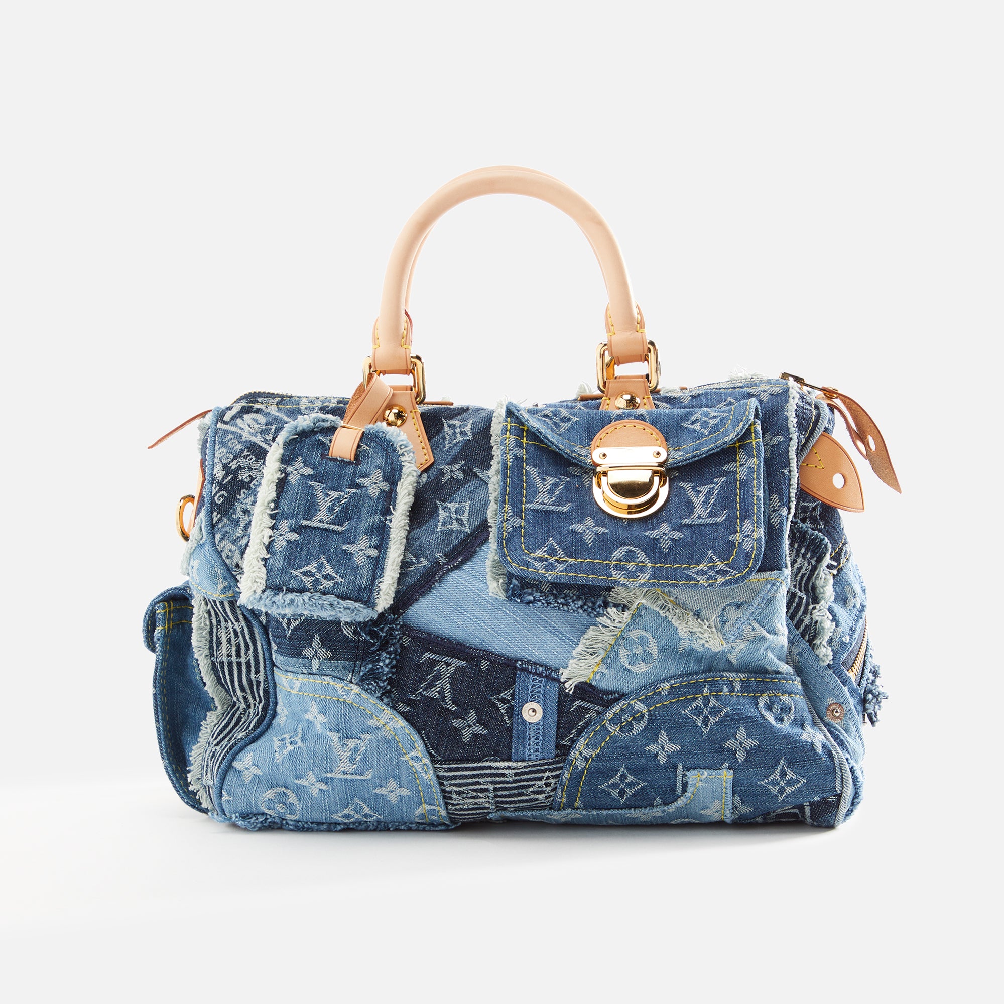 Louis Vuitton 2019 pre-owned Monogram Denim Patchwork Beach shoulder bag -  ShopStyle